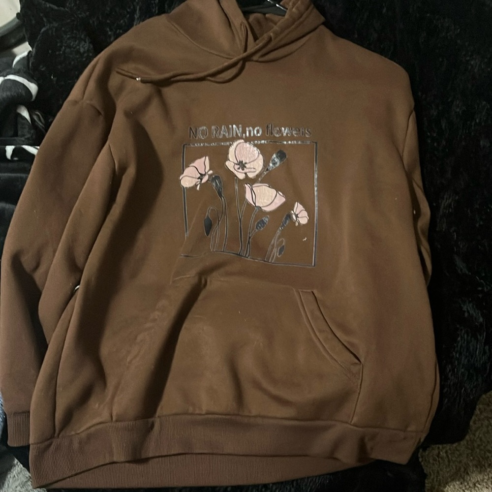 No rain, No flowers hoodie. Brown. Shein size medium